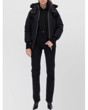 Moose Knuckles Hooded Down Jacket With Pom-Poms - Black