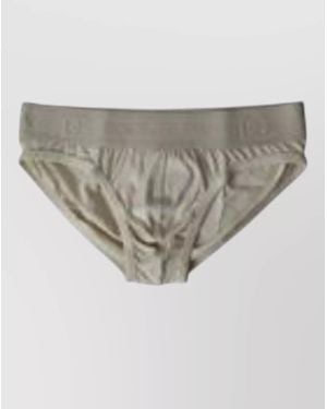 Dolce & Gabbana Logo Cotton Stretch Mid Slip Briefs - Grey