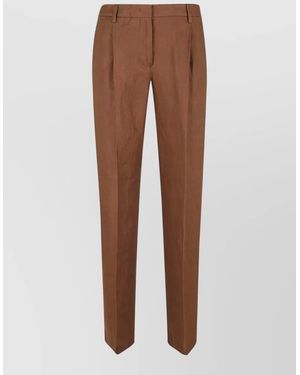 Lardini Tailored Trousers Front Pleats Belt Loops - Brown