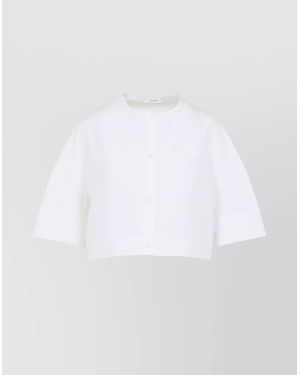 Givenchy Cropped Cotton Short-Sleeve Shirt - White