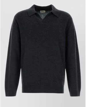 LeKasha Gibson Cashmere Jumper Collared Long Sleeves - Blue