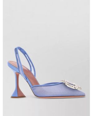 AMINA MUADDI Mesh Begum Court Shoes Pointed Toe Sculptural Heel - Blue