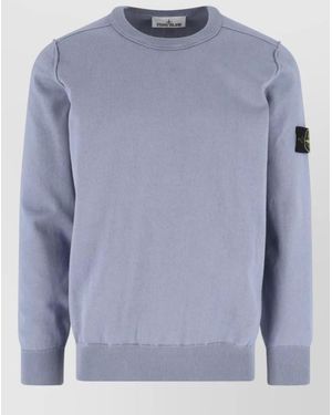 Stone Island Crewneck Long Sleeve Top Ribbed Trim - Blue
