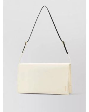 Jil Sander Medium Leather File Crossbody Shoulder Bag - Natural