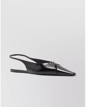 Saint Laurent Leather Slingback Ballet Flats With Pointed Toe - Multicolor