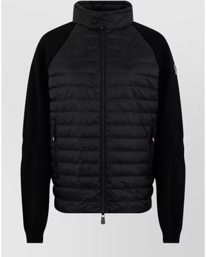 Moncler Quilted Knit-Sleeve Down Puffer Jacket - Black
