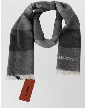 Missoni Striped Wool Scarf - Black