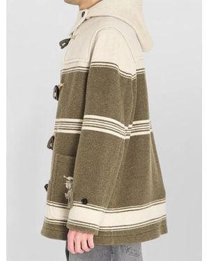 Burberry Wool Blend Hooded Short Duffle Coat - Multicolour
