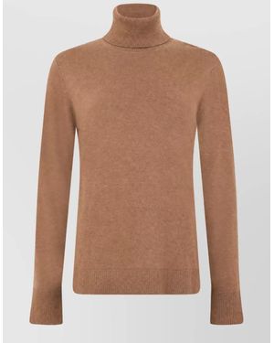 Max Mara Wool High-Neck Long-Sleeve Fitted Sweater - Brown