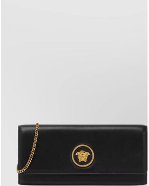 Versace Lamb Leather Chain Strap Clutch Bag - Gray