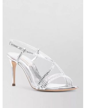 Casadei Metallic Heel Sandals Open Toe Straps - White
