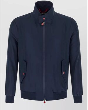 Kiton Mandarin Collar Bomber Jacket - Blue