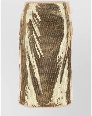 Prada Embellished Mesh Straight Skirt - Metallic