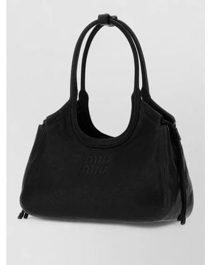 Miu Miu Ivy Nappa Leather Tote Bag - Black