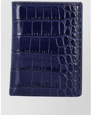 Tom Ford Folding Card Holder Crocco Print Leather - Blue