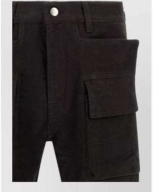 Rick Owens Cotton Flared Cargo Denim Shorts - Black
