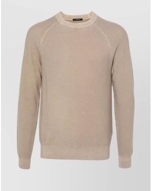 Jacob Cohen Cashmere Ribbed Crew Neck Raglan Sleeve Jumper - Natural