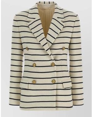 Brunello Cucinelli Striped Double-Breasted Blazer - Grey