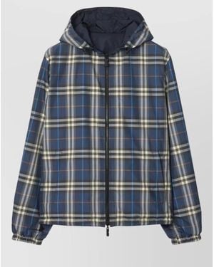 Burberry Hooded Reversible Jacket Check Pattern - Blue