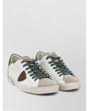 Philippe Model Casual Lace Up Suede Leather Sneakers - Metallic