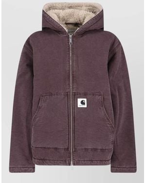 Carhartt Hooded Jacket Casual Style Front Pockets - Purple