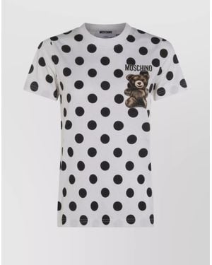 Moschino Polka Dot Graphic Print Short Sleeve Top - White
