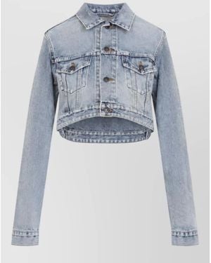 Balenciaga Cropped Denim Jacket - Blue