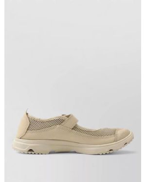 Salomon Mesh Ballerina Shoes Round Toe Rubber Sole - Natural