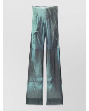 Jean Paul Gaultier Printed Mesh Wide-Leg Trousers - Blue