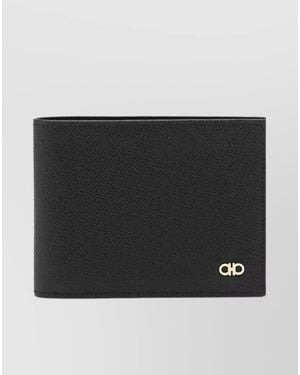Ferragamo Micro Gancio Grained Leather Bi-Fold Wallet - Black