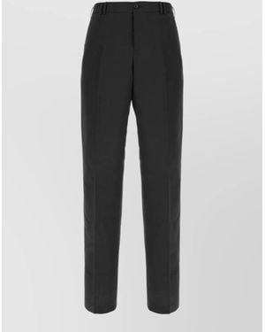 PT Torino Pleated Tailored Pants Belt Loops Button Detail - Black