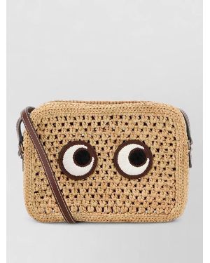 Anya Hindmarch Eyes Raffia Crossbody Bag - Metallic