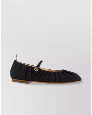 Thom Browne Silk Pleated Ballerina Shoes - Black