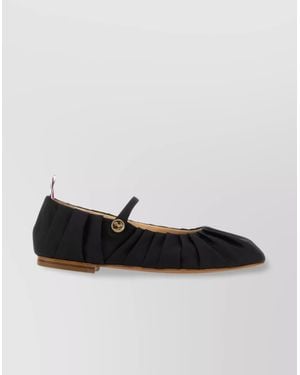 Thom Browne Silk Pleated Ballerina Shoes - Black