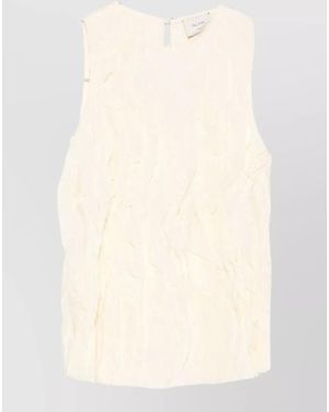 Alysi Crinkled Sleeveless Blouse - Natural
