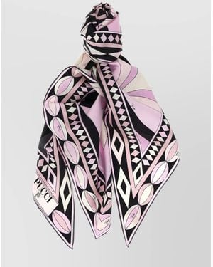 PUCCI Geometric Lightweight Soft Triangle Scarf - White