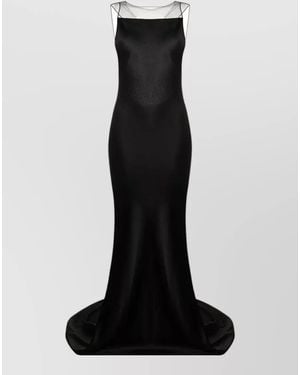 Maison Margiela Satin Square-Neck Spaghetti-Strap Backless Maxi Dress - Black