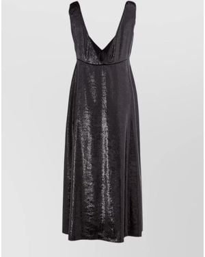 Lardini V-Neck A-Line Maxi Dress - Black
