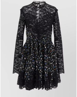 Rabanne Wool Cashmere Floral Lace Mini Dress - Black