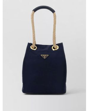 Prada Re Nylon Mariner Bucket Bag Braided Handles - Blue