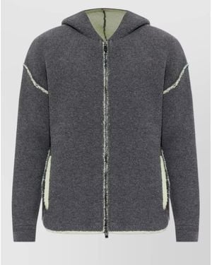 DIESEL Casual Hooded Knit Blazer Contrast Stitching - Gray
