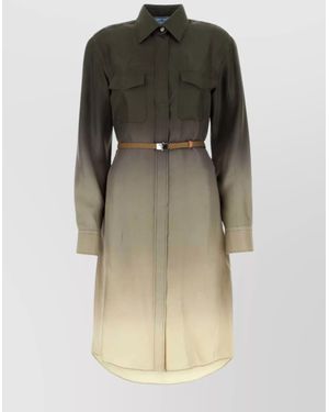 Prada Silk Twill Shirt Dress - Natural
