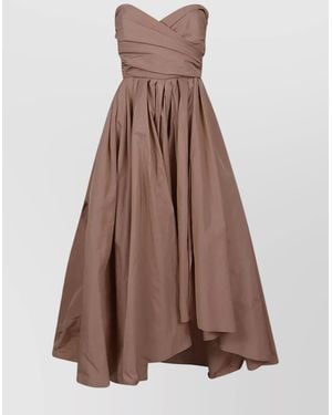 Pinko Off-Shoulder Asymmetric Mini Dress - Brown