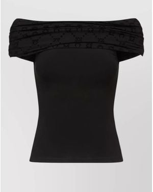 Marine Serre Off Shoulder Draped Sleeveless Top - Black