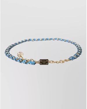 Dolce & Gabbana Leather Braided Chain Waist Belt - Metallic