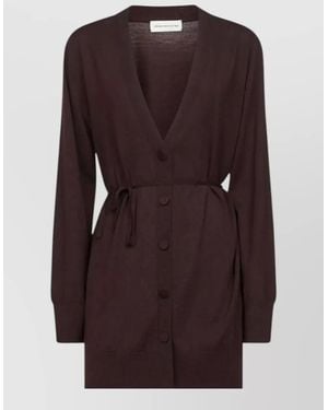 Dries Van Noten Tibati Long Knit Cardigan Thin Belt - Brown