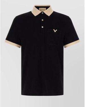 Valentino Garavani Cotton Short-Sleeve Piqué Polo Shirt - Black