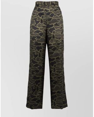 Aspesi Silk Printed Wide-Leg Trousers - Grey