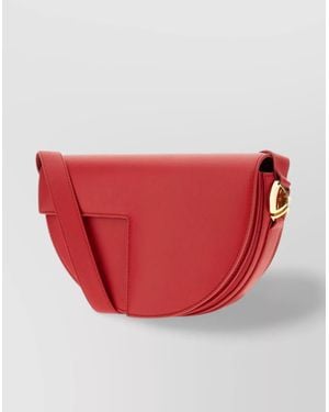 Patou Leather Cutout Crossbody Bag - Red