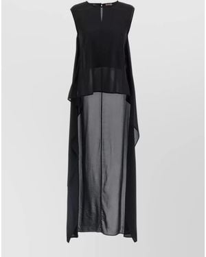 DI.LA3 PARI' Layered Sleeveless Top Sheer Keyhole Design - Black